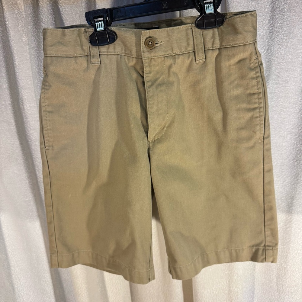 Lands' End Boys Khaki Flat Front Shorts Great For Uniform